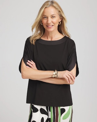 Jersey & Satin Dolman Tee | Chico's